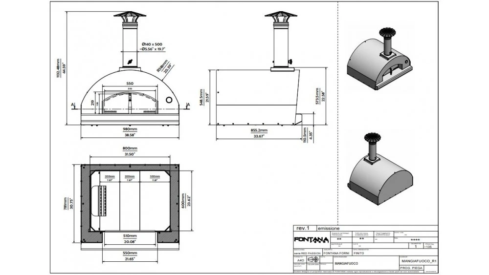 Fontana - Mangiafuoco Built In Gas Pizza Oven - Stainless Steel 2 Fontana - Mangiafuoco Built In Gas Pizza Oven - Stainless Steel - Image 2