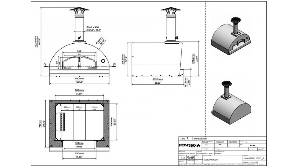 Fontana - Mangiafuoco Built In Wood Pizza Oven - Anthracite 2 Fontana - Mangiafuoco Built In Wood Pizza Oven - Anthracite - Image 2