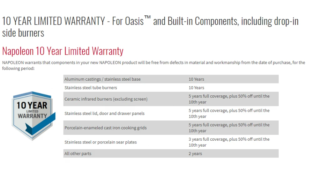 Napoleon Oasis 200 - LEX605 - Island Gas BBQ 13 Napoleon Oasis 200 - LEX605 - Island Gas BBQ - Image 13