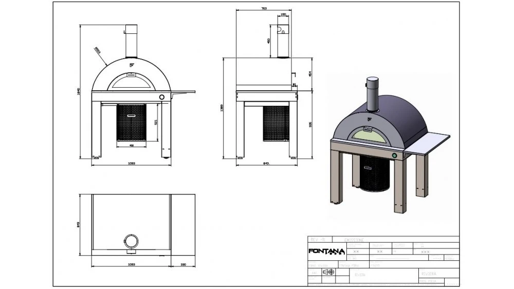 Fontana - Riviera Wood Pizza Oven With Trolley 3 Fontana - Riviera Wood Pizza Oven With Trolley - Image 3